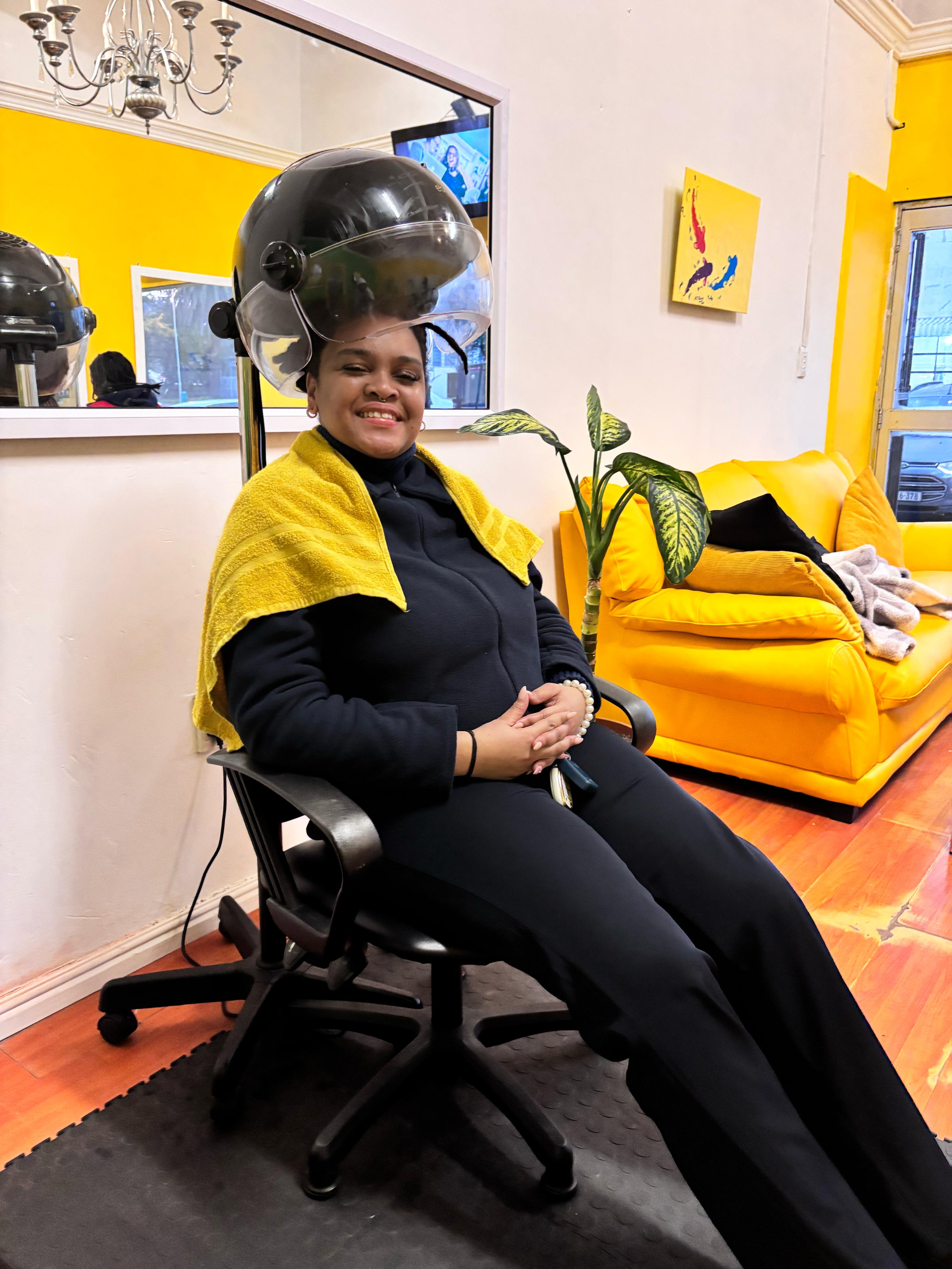 Client smiling with fresh locs